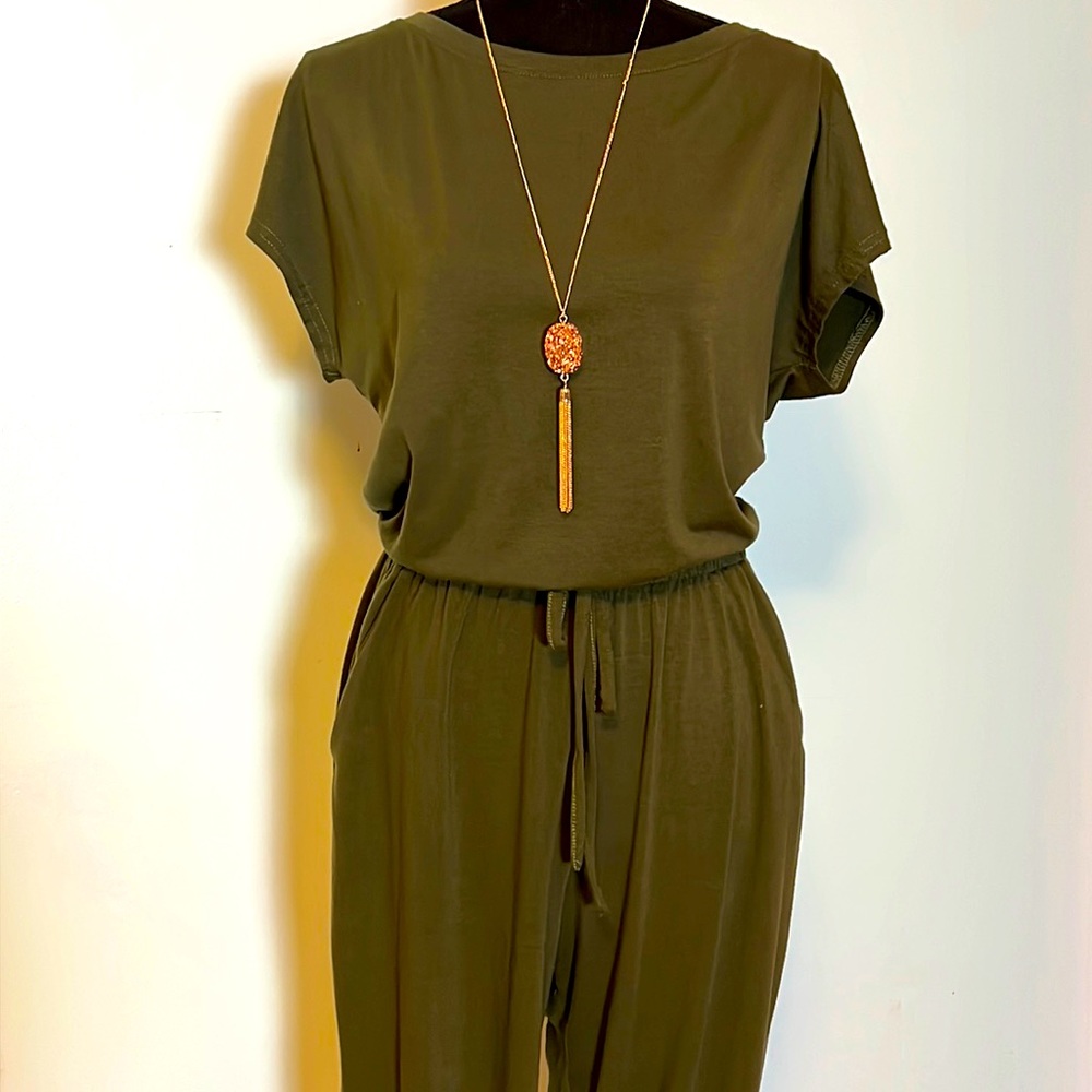 Oversized Olive Green Jumpsuit sz M